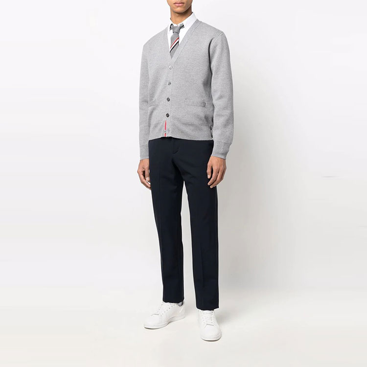 THOM BROWNE SS22  Single-breasted V-neck Wool Cardigan Sweater Grey MKC324A-Y1002-055 圖 3