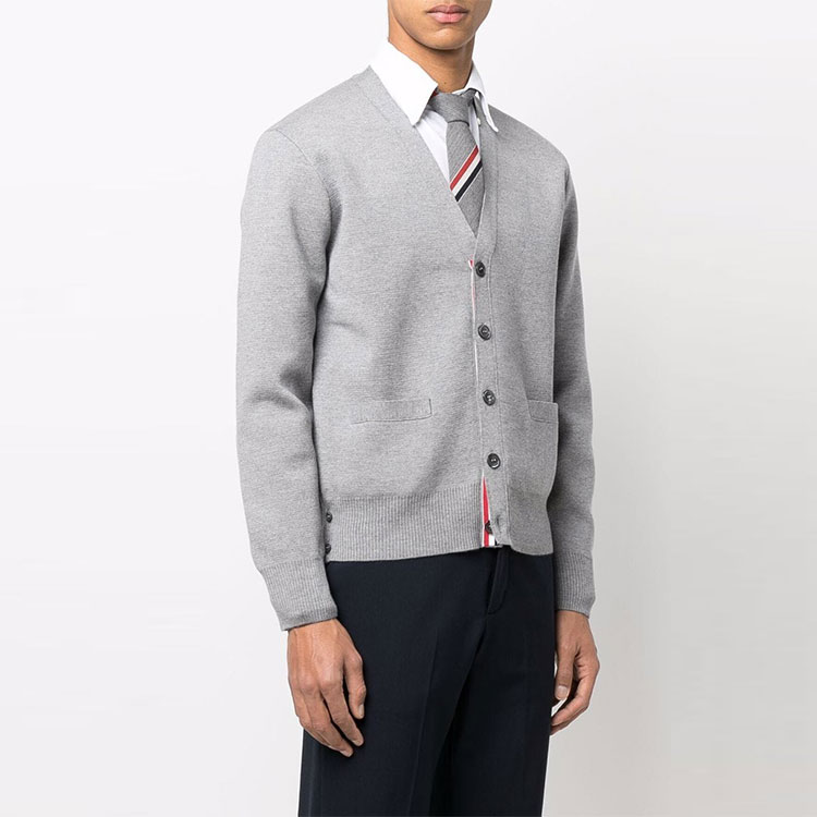 THOM BROWNE SS22  Single-breasted V-neck Wool Cardigan Sweater Grey MKC324A-Y1002-055 圖 4
