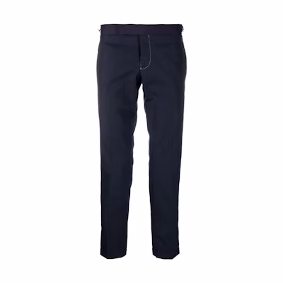 THOM BROWNE SS22 Slim-Fit Ankle-Length Casual Pants Blue MTC159G-04502-415