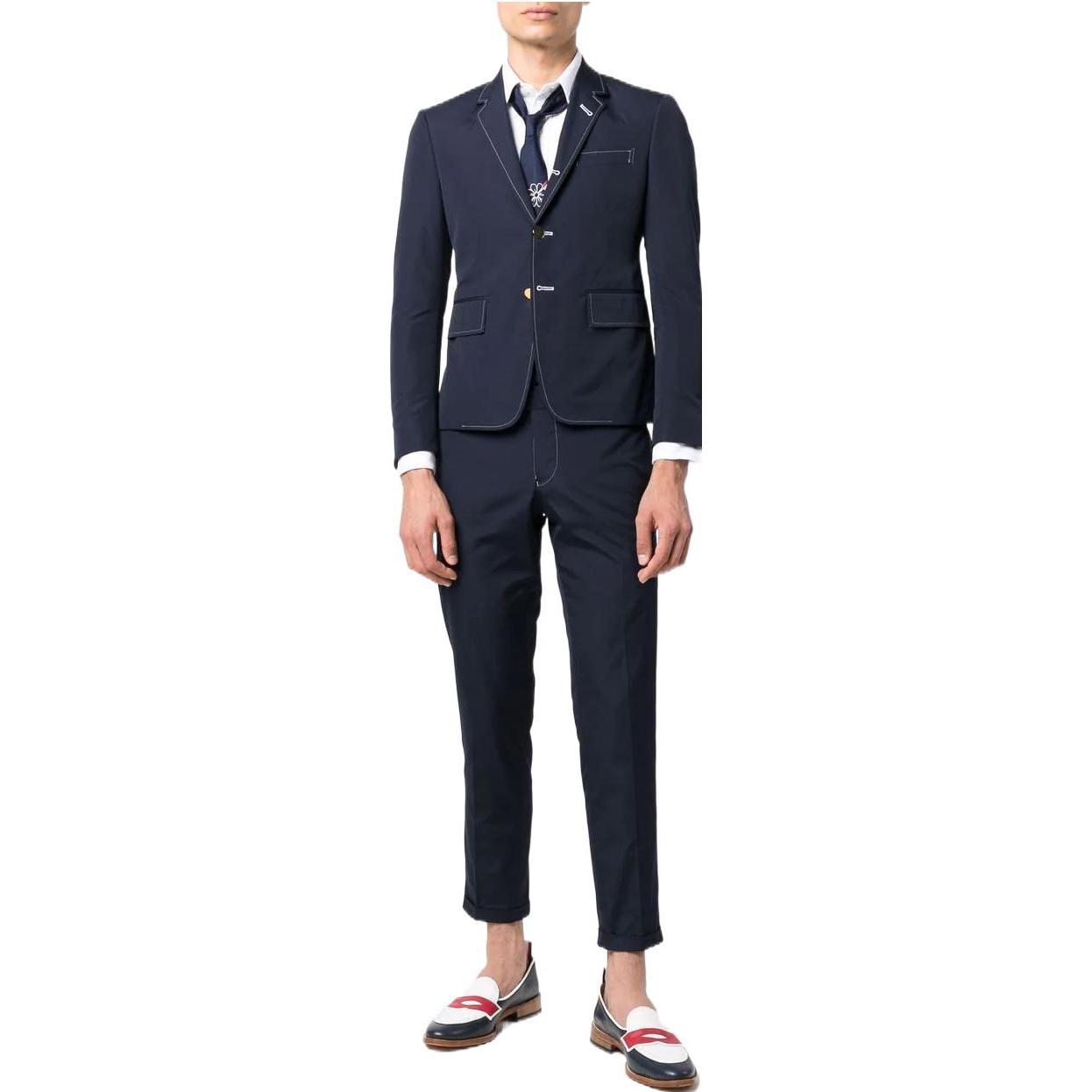 Lookbook THOM BROWNE SS22 修身九分休閒褲 藍色 MTC159G-04502-415