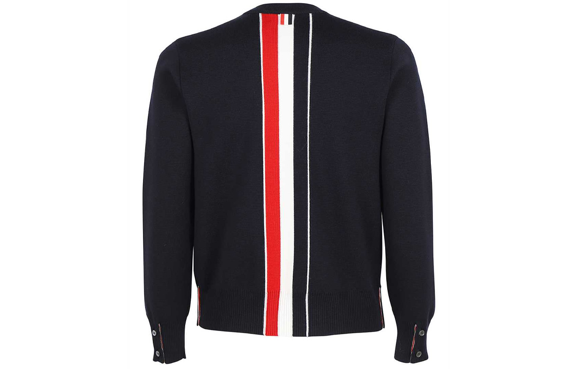 THOM BROWNE SS22  Slim-Fit Wool Sweater with Logo Embroidery Blue MKA345A-Y1002-415 圖 2