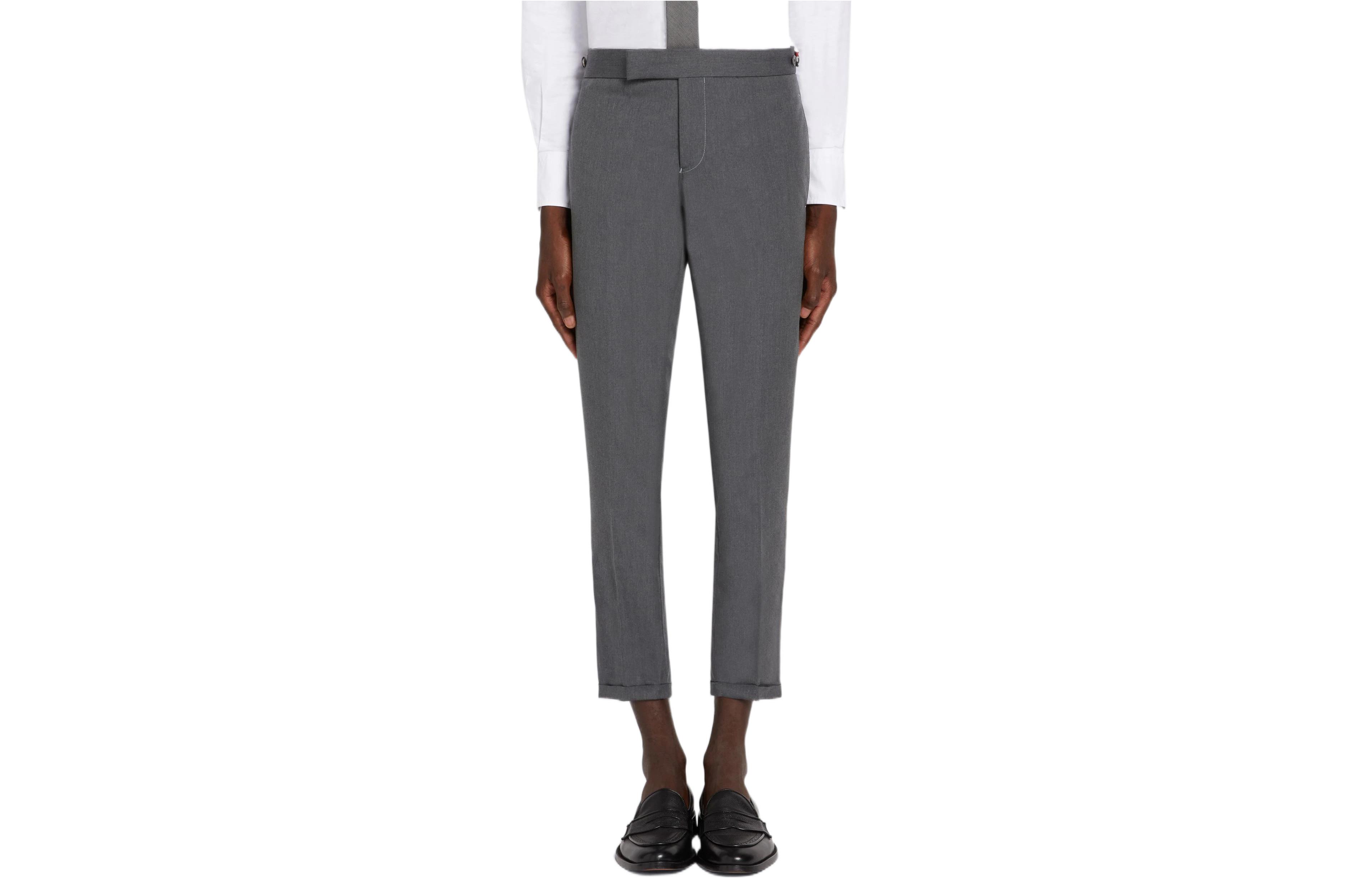 THOM BROWNE SS22  Solid Low-Rise Suit Pants in Mid Grey MTC159G-04502-035