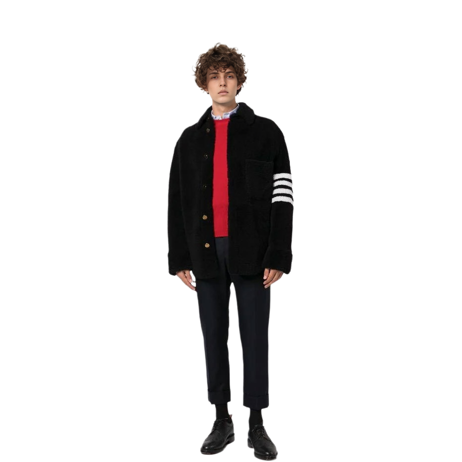 THOM BROWNE SS22  Solid Single-Breasted Striped Collar Jacket Navy MJO159X-02821-415 圖 3