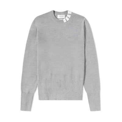Thom Browne SS22 Striped Collar Wool Sweater Light Grey mka386a-y1002-055