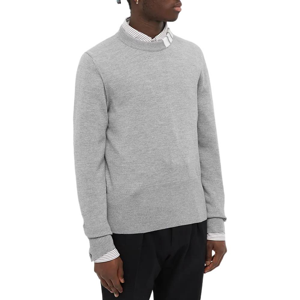 Purchase Thom Browne 2022春夏条纹领羊毛毛衣浅灰色 mka386a-y1002-055