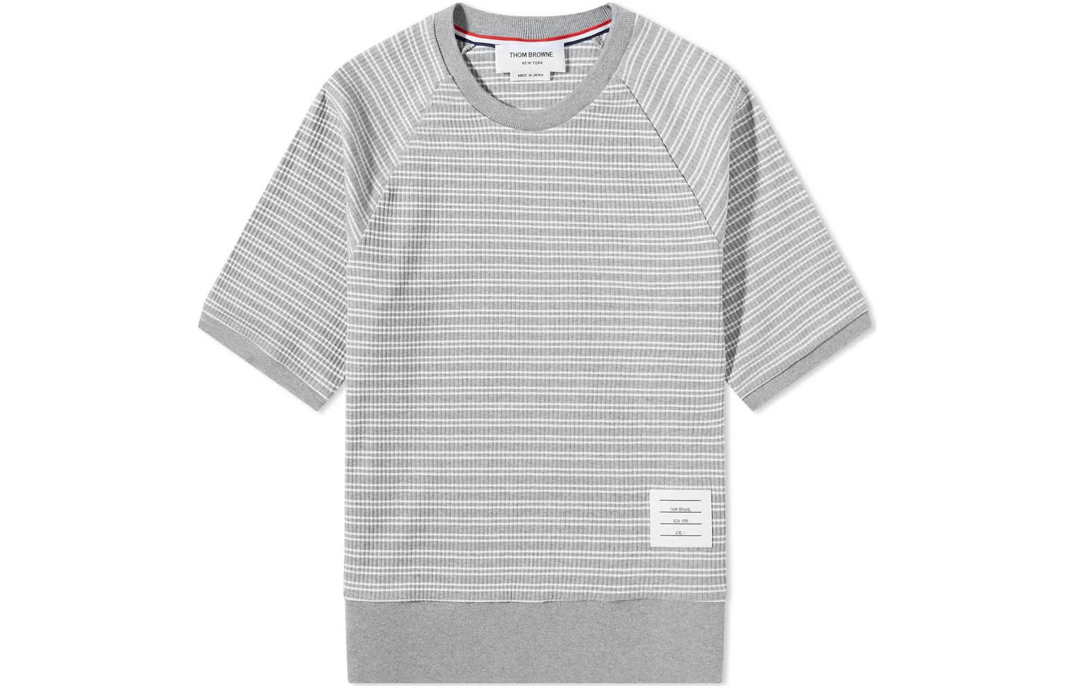 Thom Browne SS22  Striped Cotton Crewneck T-Shirt Gray Short Sleeve MJS175A-08073-055 圖 2