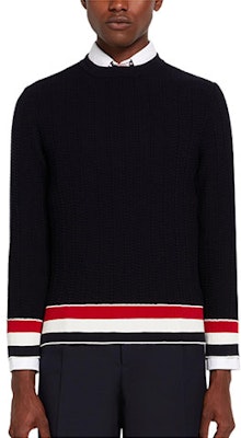 THOM BROWNE SS22 Striped Crewneck Pullover Sweater Biru Navy/Hitam MKA384A-Y3009-415 Buy THOM BROWNE SS22 Striped Crewneck Pullover Sweater Biru Navy/Hitam MKA384A-Y3009-415