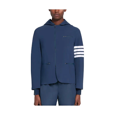 THOM BROWNE SS22 Striped Hooded Jacket Blue MJA004A-06775-415