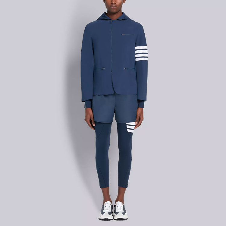 Purchase THOM BROWNE SS22  Striped Hooded Jacket Blue MJA004A-06775-415