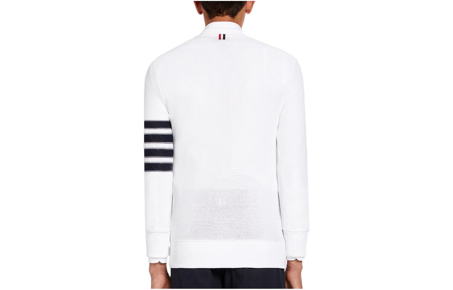 Lookbook Thom Browne SS22  White Pullover Knit Sweater with Four-Bar Stripes MJT305-A07897-100
