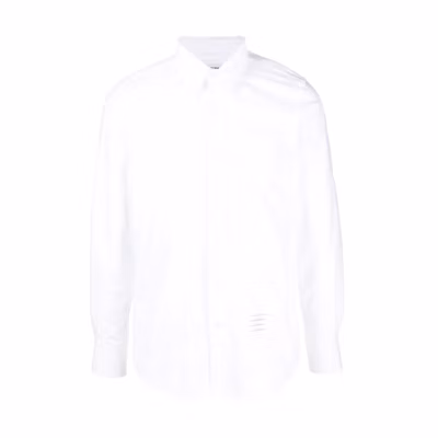 THOM BROWNE SS22 White Slim Fit Casual Button-Down Shirt MWL272E-E0023-100