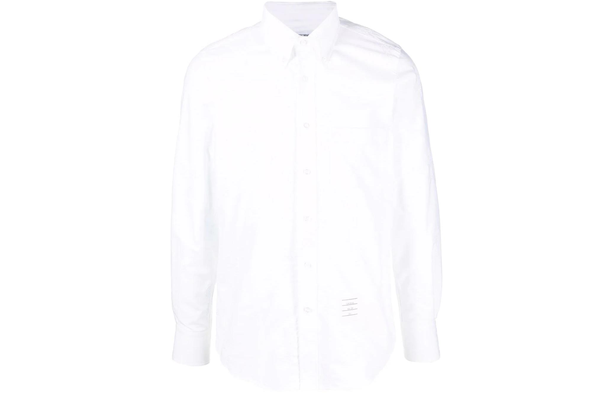 THOM BROWNE SS22  White Slim Fit Casual Button-Down Shirt MWL272E-E0023-100 圖 2