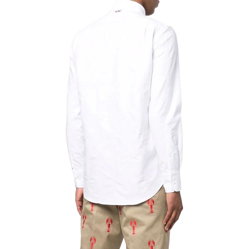 THOM BROWNE SS22  White Slim Fit Casual Button-Down Shirt MWL272E-E0023-100 圖 5