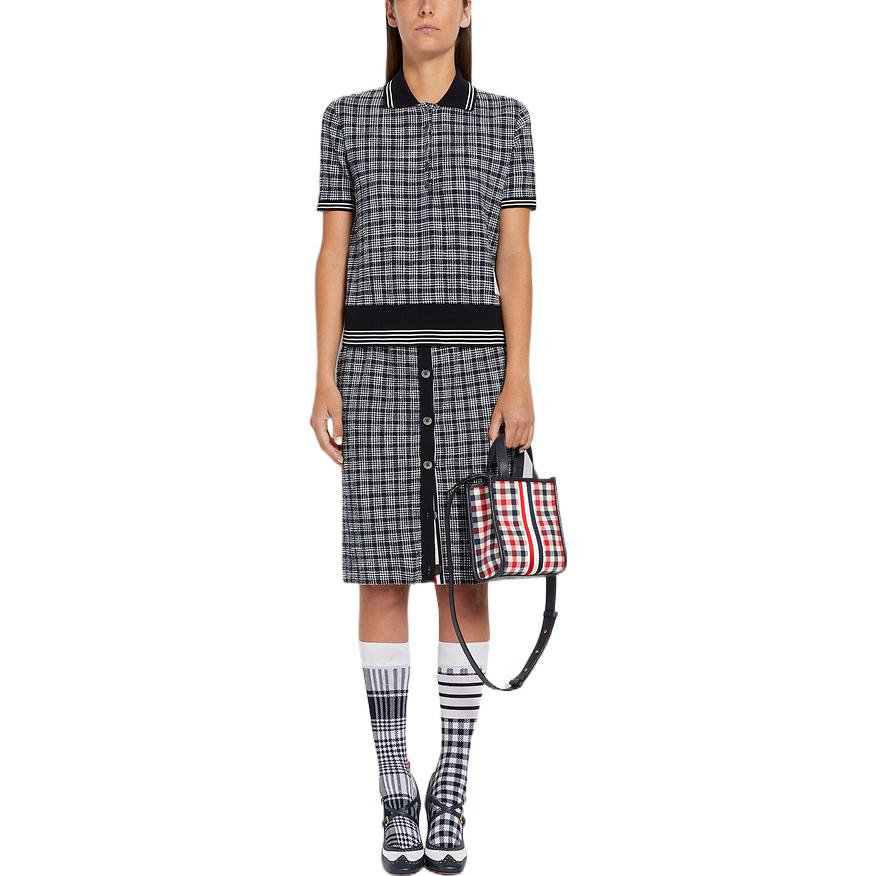 Lookbook トム・ブラウン SS22 チェック柄 膝丈スカート ブルー バックトゥスクール エディション FJK061A-08083-415