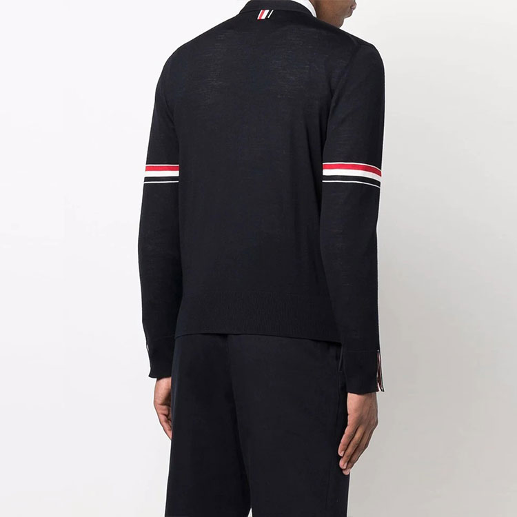 THOM BROWNE SS22 Classic Blue Wool V-Neck Cardigan Sweater Men秋 Season. MKC410A-Y1014-415 圖 4