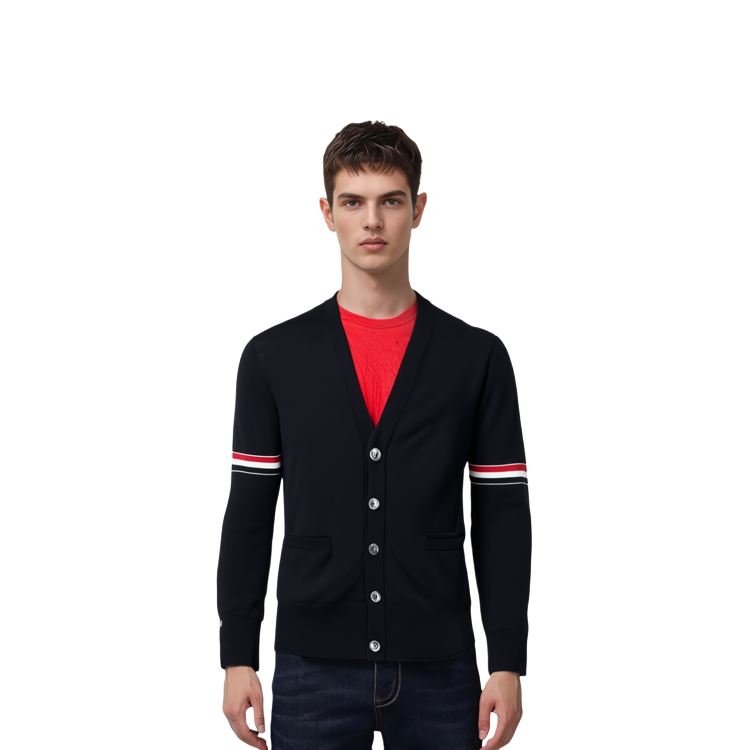 THOM BROWNE SS22 Classic Blue Wool V-Neck Cardigan Sweater Men秋 Season. MKC410A-Y1014-415 圖 6