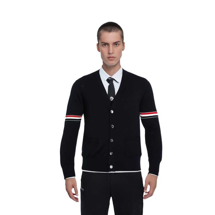 THOM BROWNE SS22 Classic Blue Wool V-Neck Cardigan Sweater Men秋 Season. MKC410A-Y1014-415 圖 7