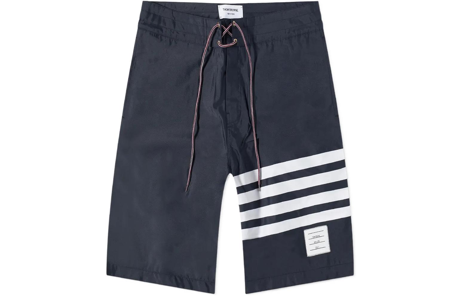 THOM BROWNE SS22 Classic Striped Shorts Navy  Summer Casual Wear. MTT029A-07538-415