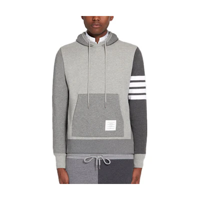 THOM BROWNE SS22 Color-Block Striped Hoodie Men’s Grey MJT074F-00535-982