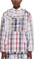 Thom Browne SS22 Funmix Striped Glen Plaid Hooded Bomber Jacket Grey Menswear MJO157F-07848-960 Thom Browne SS22 Funmix Striped Glen Plaid Hooded Bomber Jacket Grey Menswear MJO157F-07848-960