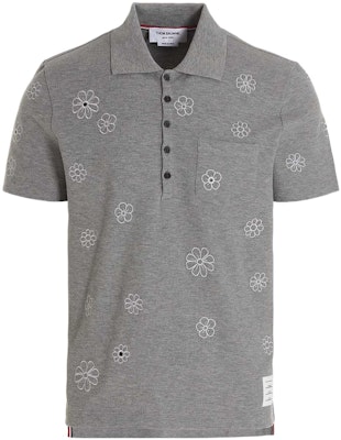 THOM BROWNE SS22 Polo Gris con Estampado Floral de Plantas. MJP149E-10368-055 Order THOM BROWNE SS22 Polo Gris con Estampado Floral de Plantas. MJP149E-10368-055