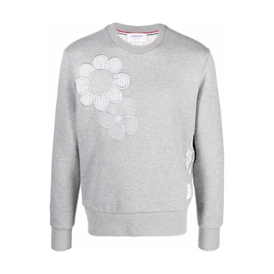 Thom Browne SS22 Grey Floral Embroidered Pullover Sweatshirt MJT322E-10365-055