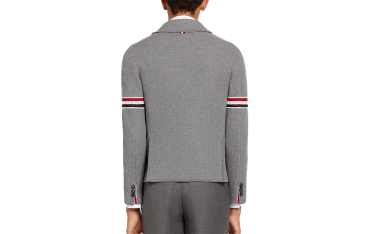 Lookbook Thom Browne SS22 Grey Jacquard Striped Armband Jacket MKJ073A-Y9010-055