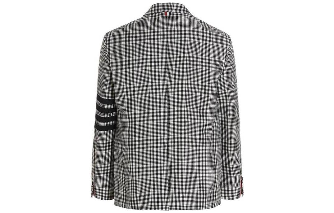 Lookbook THOM BROWNE SS22 灰色格紋西裝外套帶條紋飾邊 - 夾克 MJC348H-07889-980