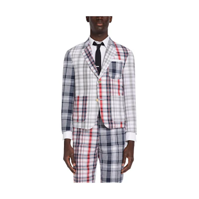 Thom Browne SS22 Grey Plaid Cotton Pocket Jacket MJC196F-07848-960