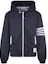 Buy Thom Browne SS22 Ivy Boy Jaket Hoodie 4-Stripe Nylon Mesh Zip Navy. MJT309A-07863-415