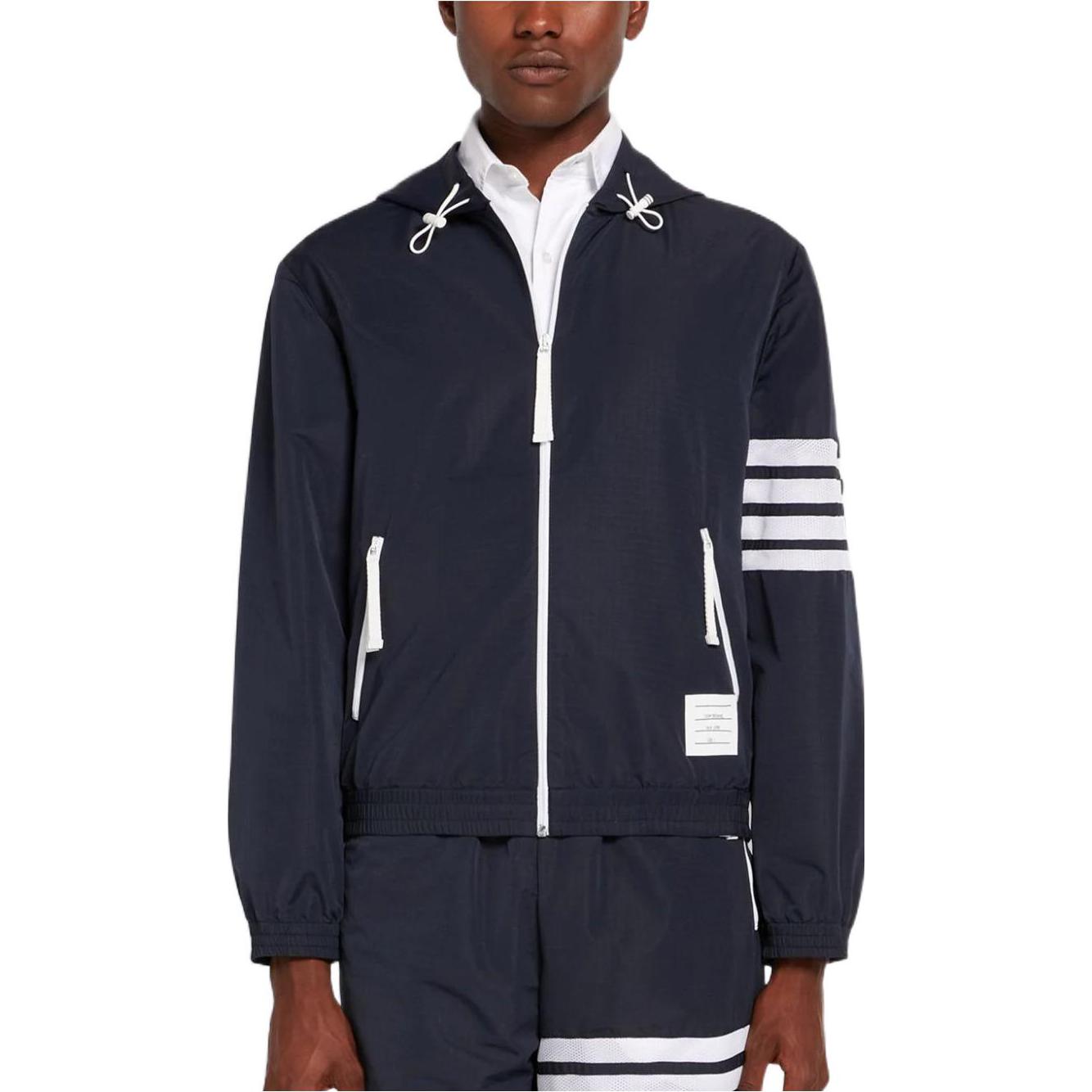 Thom Browne SS22 Ivy Boy 4-Stripe Nylon Mesh Zip Hoodie Jacket Navy . MJT309A-07863-415 圖 3