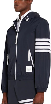 Thom Browne SS22 Ivy Boy Jaket Hoodie 4-Stripe Nylon Mesh Zip Navy. MJT309A-07863-415 Purchase Thom Browne SS22 Ivy Boy Jaket Hoodie 4-Stripe Nylon Mesh Zip Navy. MJT309A-07863-415
