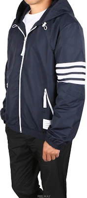 Thom Browne SS22 Ivy Boy Jaket Hoodie 4-Stripe Nylon Mesh Zip Navy. MJT309A-07863-415 Details for Thom Browne SS22 Ivy Boy Jaket Hoodie 4-Stripe Nylon Mesh Zip Navy. MJT309A-07863-415