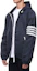 Sizing Thom Browne SS22 Ivy Boy Jaket Hoodie 4-Stripe Nylon Mesh Zip Navy. MJT309A-07863-415