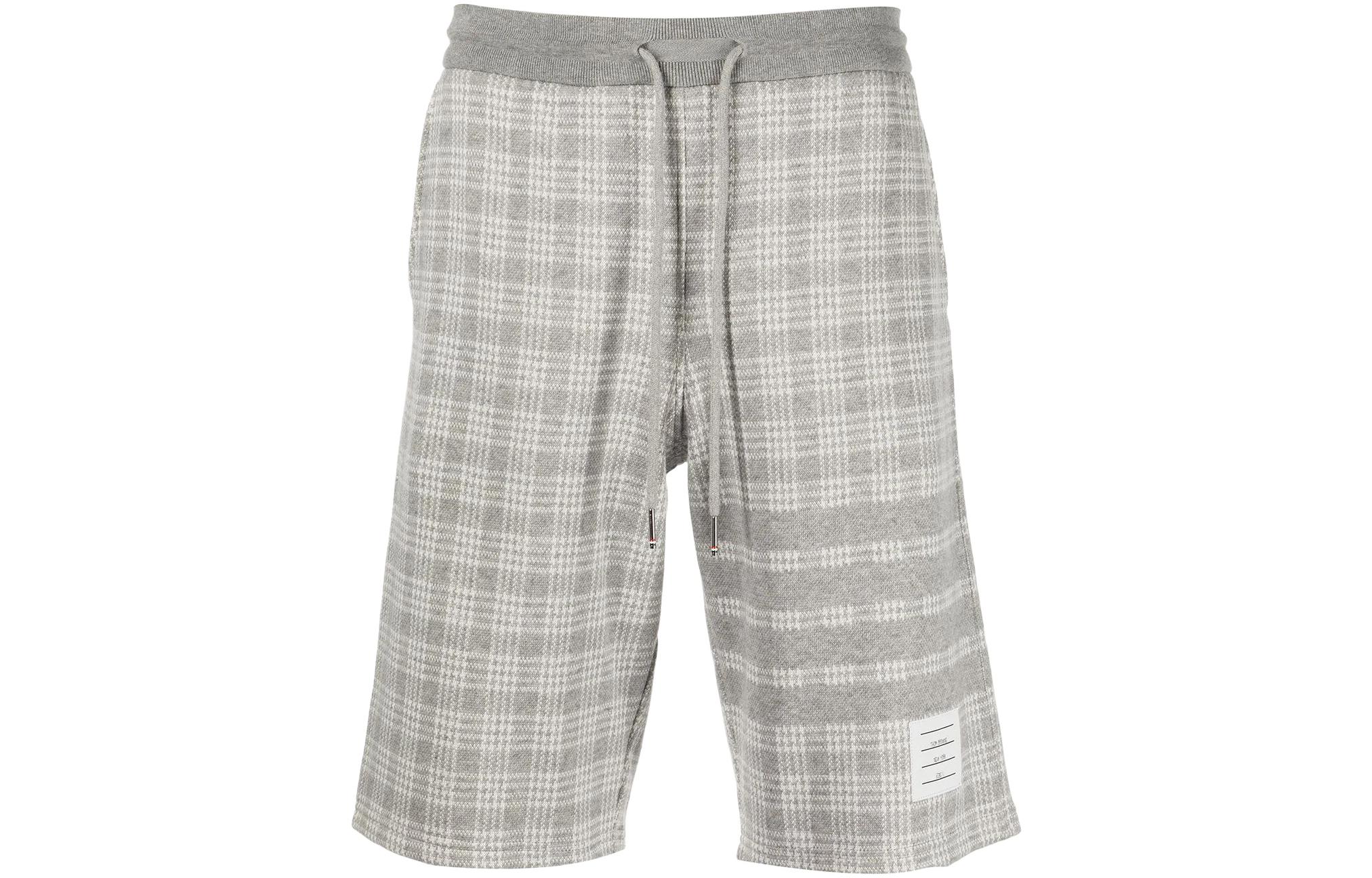 Order Thom Browne SS22 Jacquard Plaid Shorts Abu-Abu Muda. MJQ052A-07993-055