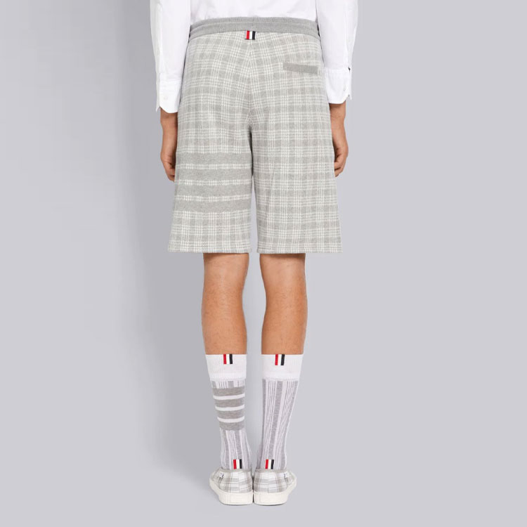 Purchase Thom Browne SS22 Jacquard Plaid Shorts Abu-Abu Muda. MJQ052A-07993-055