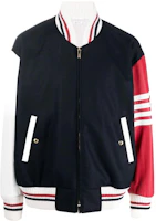 Thom Browne SS22 Lobster Stripe Zip Bomber Jacket Black MJO167E-05507-415 Thom Browne SS22 Lobster Stripe Zip Bomber Jacket Black MJO167E-05507-415