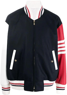 Thom Browne SS22 Jaket Bomber Zip Motif Lobster Stripe Hitam MJO167E-05507-415 Buy Thom Browne SS22 Jaket Bomber Zip Motif Lobster Stripe Hitam MJO167E-05507-415