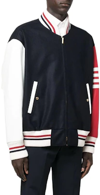 Thom Browne SS22 Jaket Bomber Zip Motif Lobster Stripe Hitam MJO167E-05507-415 Purchase Thom Browne SS22 Jaket Bomber Zip Motif Lobster Stripe Hitam MJO167E-05507-415