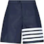 Buy Thom Browne SS22 Navy Blue Colorblock Four-Bar Straight Shorts Mens. MTT027A-07538-415
