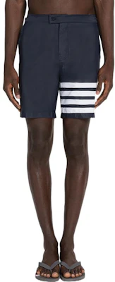 Thom Browne SS22 Navy Blue Colorblock Four-Bar Straight Shorts Mens. MTT027A-07538-415 Lookbook Thom Browne SS22 Navy Blue Colorblock Four-Bar Straight Shorts Mens. MTT027A-07538-415