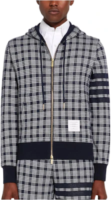 Thom Browne SS22 海軍藍格紋提花拉鍊外套運動衫 MJT307-A07993-415 Buy Thom Browne SS22 海軍藍格紋提花拉鍊外套運動衫 MJT307-A07993-415