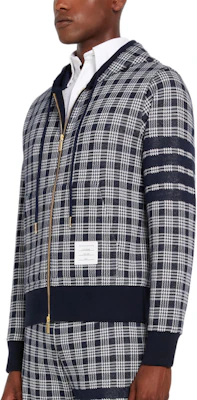 Thom Browne SS22 海軍藍格紋提花拉鍊外套運動衫 MJT307-A07993-415 Purchase Thom Browne SS22 海軍藍格紋提花拉鍊外套運動衫 MJT307-A07993-415