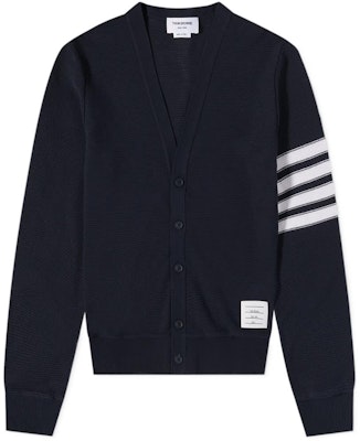 톰브라운 SS22 네이비 브이넥 스트라이프 니트 가디건 유니섹스. MJT306A-07897-415 Order 톰브라운 SS22 네이비 브이넥 스트라이프 니트 가디건 유니섹스. MJT306A-07897-415