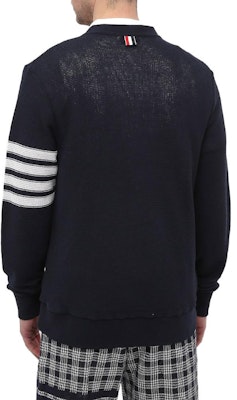 톰브라운 SS22 네이비 브이넥 스트라이프 니트 가디건 유니섹스. MJT306A-07897-415 Lookbook 톰브라운 SS22 네이비 브이넥 스트라이프 니트 가디건 유니섹스. MJT306A-07897-415