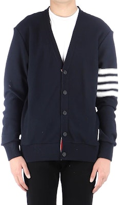 톰브라운 SS22 네이비 브이넥 스트라이프 니트 가디건 유니섹스. MJT306A-07897-415 Purchase 톰브라운 SS22 네이비 브이넥 스트라이프 니트 가디건 유니섹스. MJT306A-07897-415