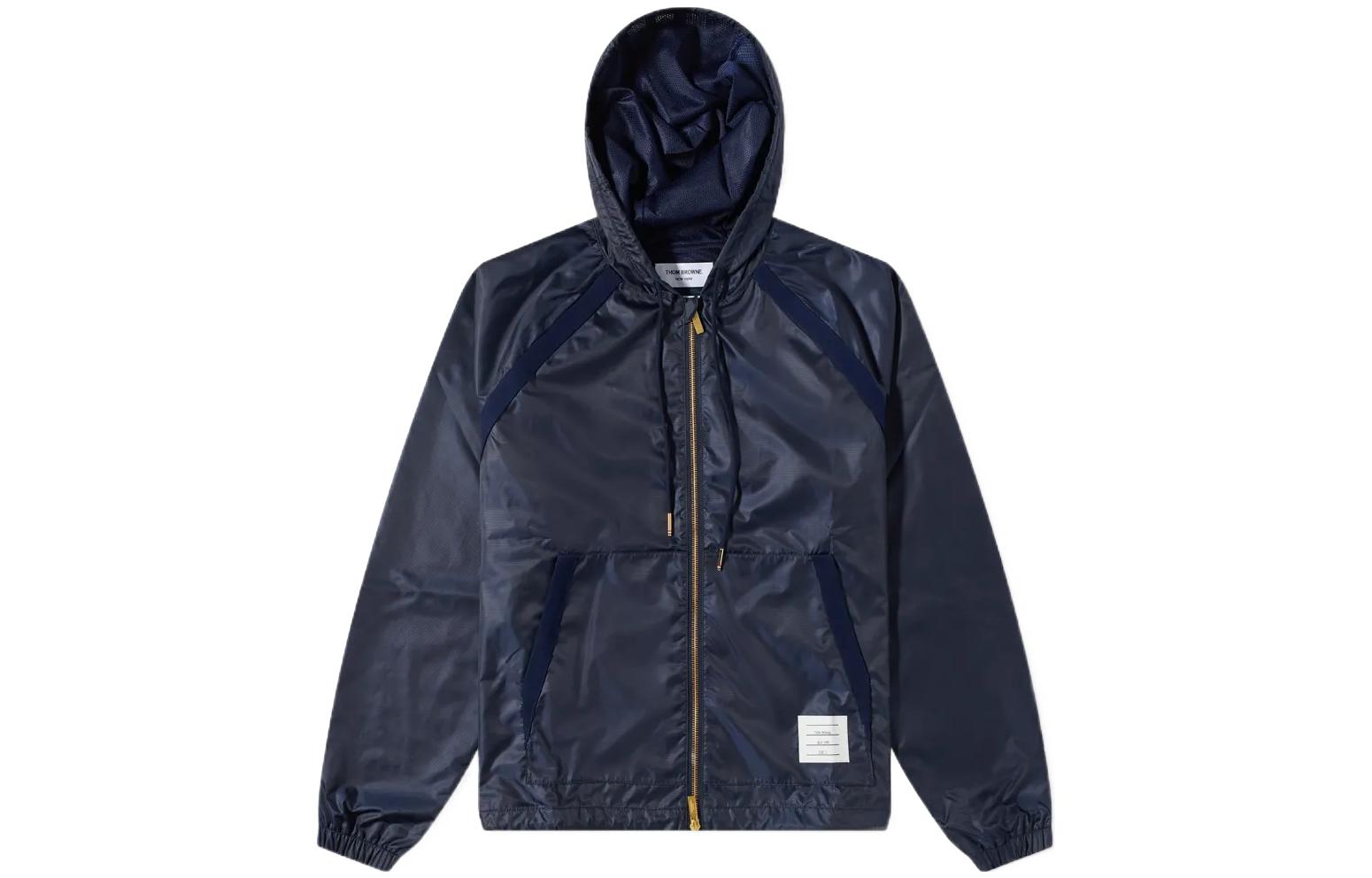 Thom Browne SS22 Navy Blue Zipper Windbreaker Jacket MJT080A-03215-415