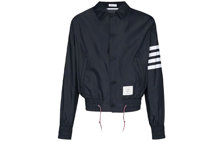 Thom Browne SS22 Navy Button-Up Collar Long Sleeve Jacket for Men MJO155A-07538-415