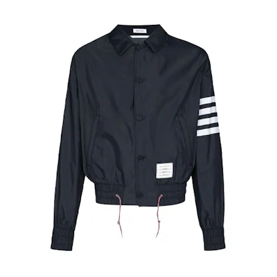 Thom Browne SS22 Navy Button-Up Collar Long Sleeve Jacket for Men MJO155A-07538-415