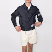 Shop Thom Browne 男士SS22海軍藍長袖襯衫外套 MJO155A-07538-415